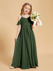 Off-the-Shoulder Bridesmaid Gown for Juniors Olive Green