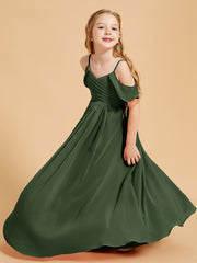 Off-the-Shoulder Bridesmaid Gown for Juniors Olive Green
