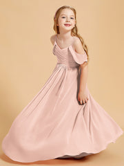 Off-the-Shoulder Bridesmaid Gown for Juniors Pearl Pink
