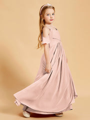 Off-the-Shoulder Bridesmaid Gown for Juniors Pearl Pink