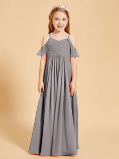 Off-the-Shoulder Bridesmaid Gown for Juniors Silver