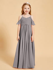 Off-the-Shoulder Bridesmaid Gown for Juniors Silver