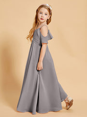 Off-the-Shoulder Bridesmaid Gown for Juniors Silver