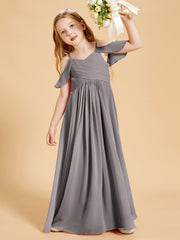 Off-the-Shoulder Bridesmaid Gown for Juniors Silver