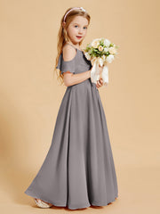 Off-the-Shoulder Bridesmaid Gown for Juniors Silver