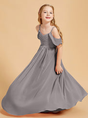 Off-the-Shoulder Bridesmaid Gown for Juniors Silver