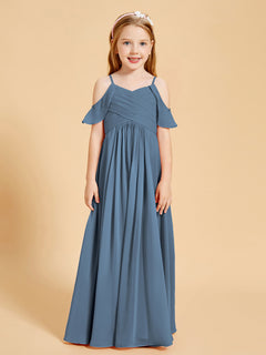 Off-the-Shoulder Bridesmaid Gown for Juniors Slate Blue