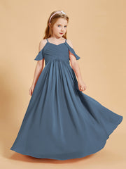 Off-the-Shoulder Bridesmaid Gown for Juniors Slate Blue