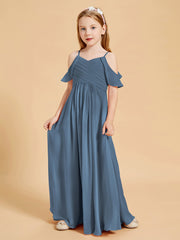 Off-the-Shoulder Bridesmaid Gown for Juniors Slate Blue
