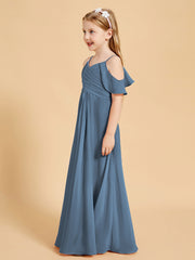 Off-the-Shoulder Bridesmaid Gown for Juniors Slate Blue