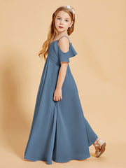 Off-the-Shoulder Bridesmaid Gown for Juniors Slate Blue