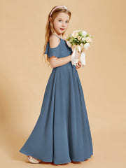 Off-the-Shoulder Bridesmaid Gown for Juniors Slate Blue