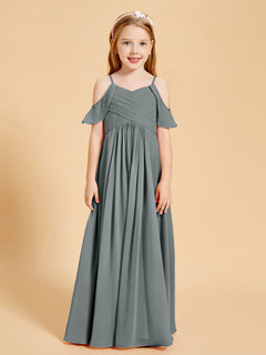 Off-the-Shoulder Bridesmaid Gown for Juniors Steel Grey