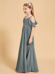 Off-the-Shoulder Bridesmaid Gown for Juniors Steel Grey