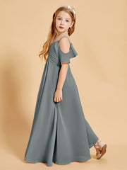 Off-the-Shoulder Bridesmaid Gown for Juniors Steel Grey
