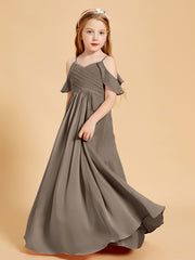 Off-the-Shoulder Bridesmaid Gown for Juniors Taupe