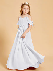 Off-the-Shoulder Bridesmaid Gown for Juniors White