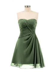 Chiffon Mini Short Dresses with Sweethart Olive Green