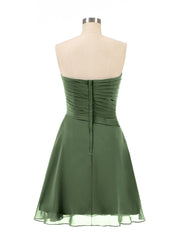 Chiffon Mini Short Dresses with Sweethart Olive Green