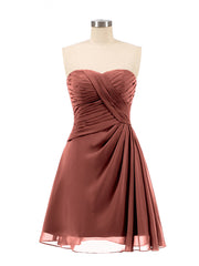 Chiffon Mini Short Dresses with Sweethart Terracotta