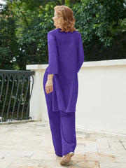 Chiffon Lace Top Pant Suit with Jacket Regency Plus Size