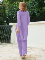 Chiffon Lace Top Pant Suit with Jacket Tahiti Plus Size