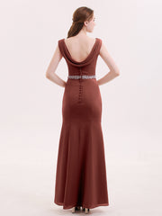 Chiffon with Beaded Waistband Long Dress Terracotta