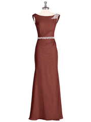 Chiffon with Beaded Waistband Long Dress Terracotta