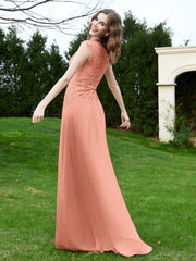 A-Line Chiffon Dress with Flower Appliqued Papaya Plus Size