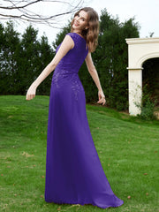 A-Line Chiffon Dress with Flower Appliqued Regency Plus Size