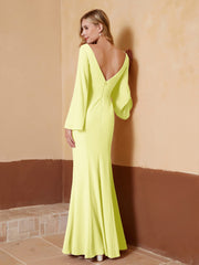 Sheath V-Neck Chiffon Floor-Length Dress Daffodil