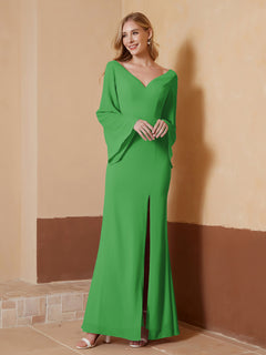 Sheath V-Neck Chiffon Floor-Length Dress Green