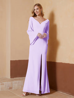 Sheath V-Neck Chiffon Floor-Length Dress Lilac