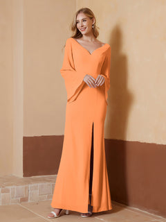 Sheath V-Neck Chiffon Floor-Length Dress Orange