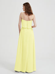 Long Chiffon Bridesmaid Dresses with Spaghetti Strap Daffodil