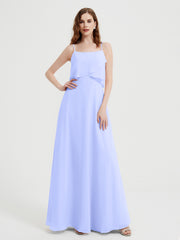 Long Chiffon Bridesmaid Dresses with Spaghetti Strap Lavender