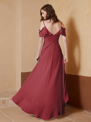 A-Line Ruched Chiffon Asymmetrical Dress Cinnamon Rose Plus Size