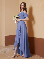 A-Line Ruched Chiffon Asymmetrical Dress Periwinkle Plus Size