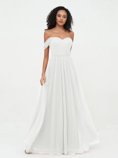 Off Shoulder Sweetheart Neck Max Tulle Dresses Champagne