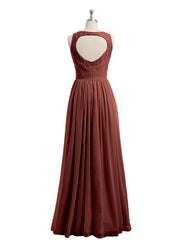 Chiffon And Lace Dress with Open Back Terracotta