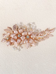 Hand-Painted Thin Floral Leaf Metal Hairpin