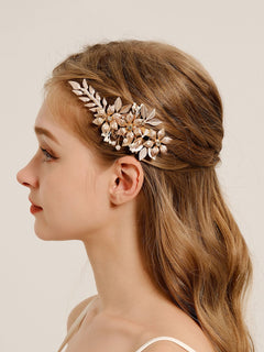 Hand-Painted Thin Floral Leaf Metal Hairpin