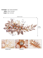 Hand-Painted Thin Floral Leaf Metal Hairpin