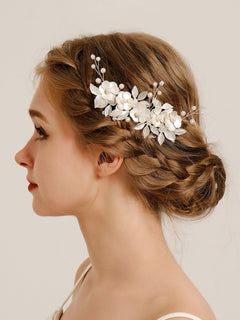 Silver Leaf Flower Bridal Hair Accessories Comb