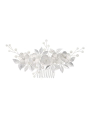 Silver Leaf Flower Bridal Hair Accessories Comb