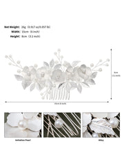 Silver Leaf Flower Bridal Hair Accessories Comb