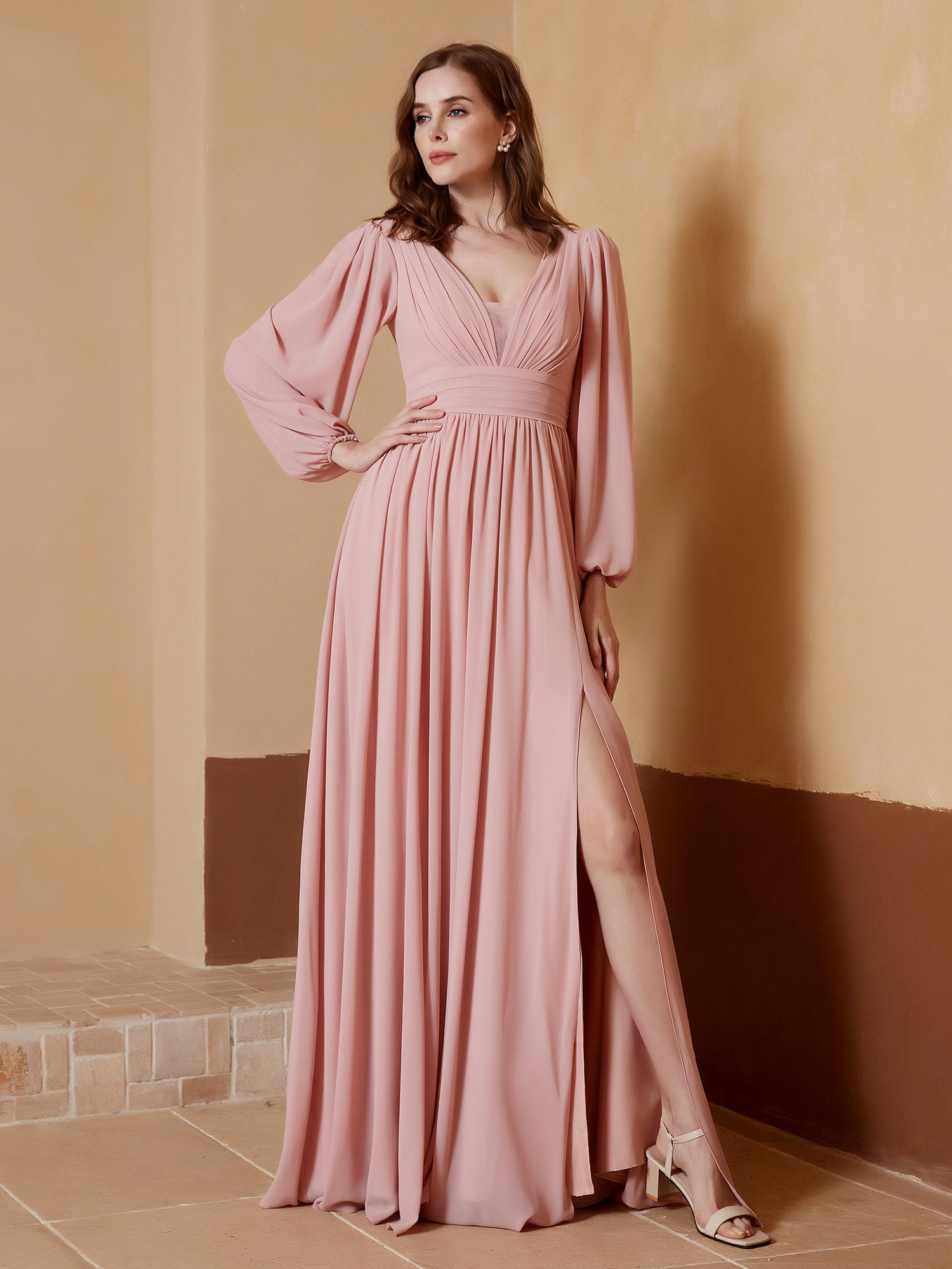 Dusty rose maxi fashion dress uk