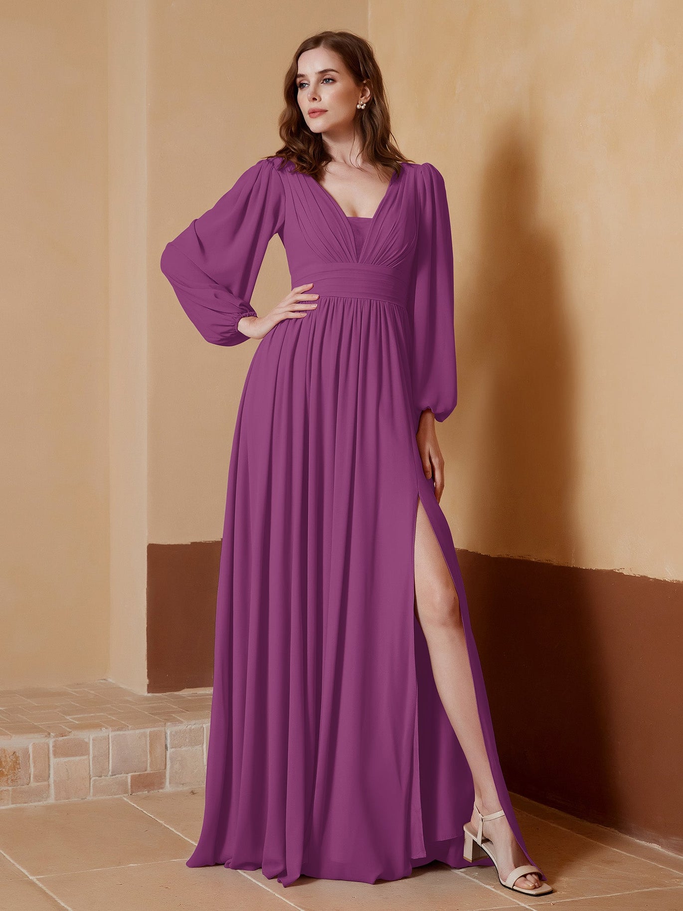 orchid bridesmaid dresses uk Orchid Bridesmaid Dress UK Lace Sleeves Floor Length Bridesmaid UK