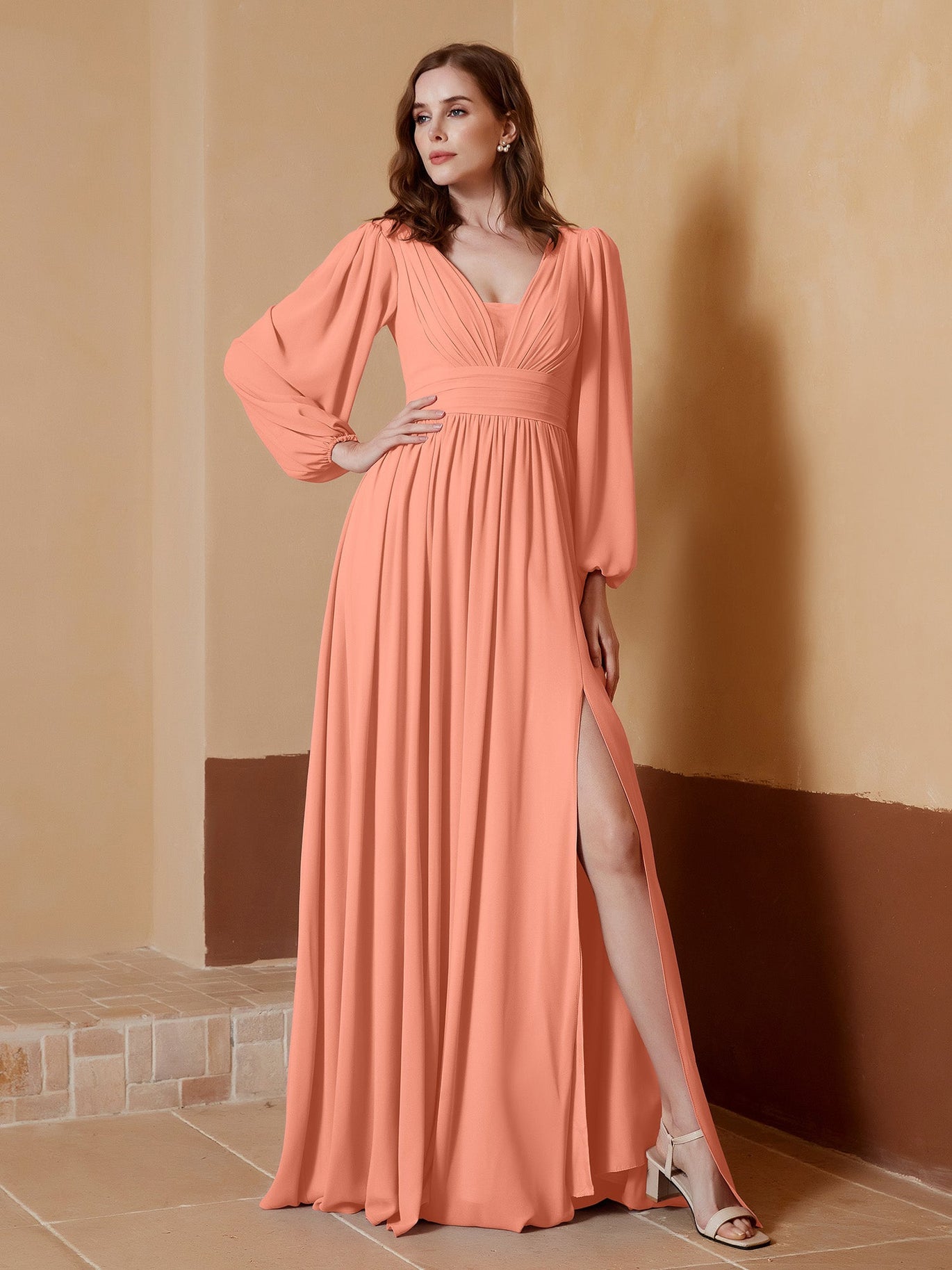 papaya colored bridesmaid dresses Papaya Satin Ruffles Asymmetrical A-Line Formal Bridesmaid Dress