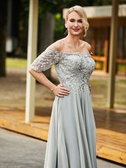 Stunning Flower Lace Sequin Appliqued Dress Silver